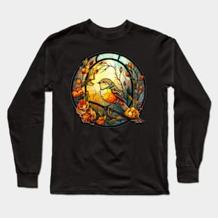 Autumn Songbird Stained Glass Long Sleeve T-Shirt